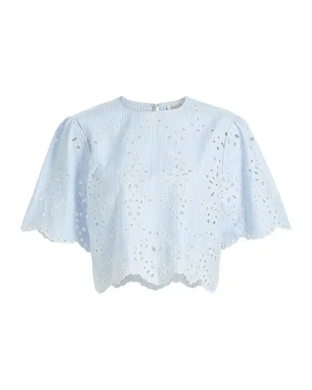 Hemant & Nandita Eyelet Cotton-Blend Top