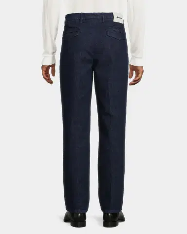 Sartorio Men's Pleated Stretch Cotton Denim Trousers | Thumbnail 3