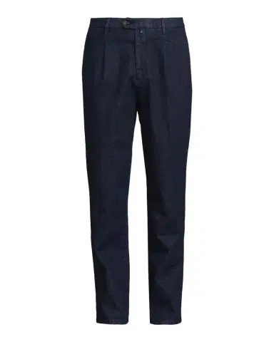 Sartorio Men's Pleated Stretch Cotton Denim Trousers | Thumbnail 1