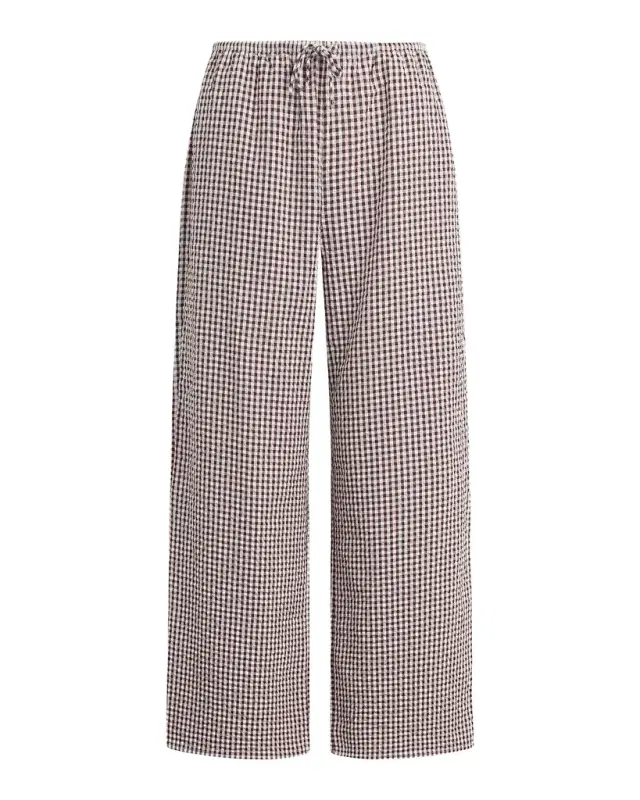 Joe's Jeans The Brynn Gingham Cotton-Blend Wide-Leg Ankle Pants
