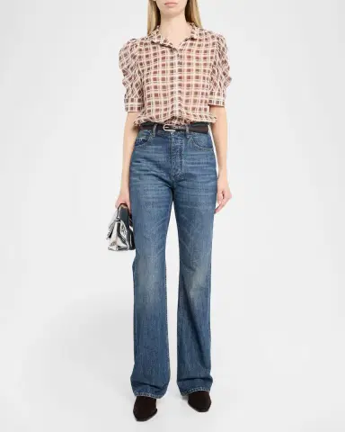 Frame Gillian Sheer Plissé Silk Top | Thumbnail 2