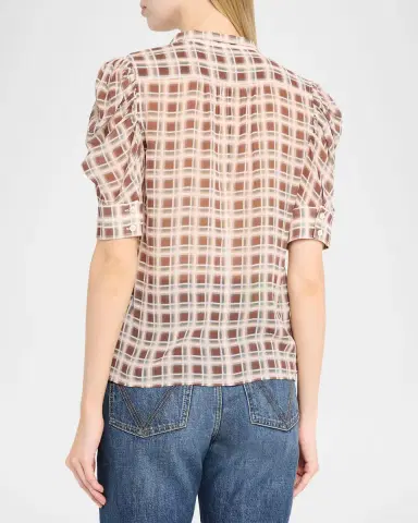 Frame Gillian Sheer Plissé Silk Top | Thumbnail 3