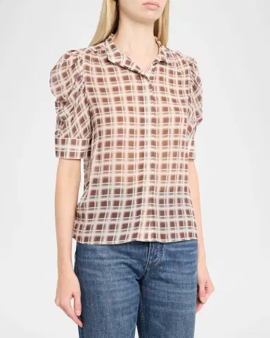 Frame Gillian Sheer Plissé Silk Top | Thumbnail 4