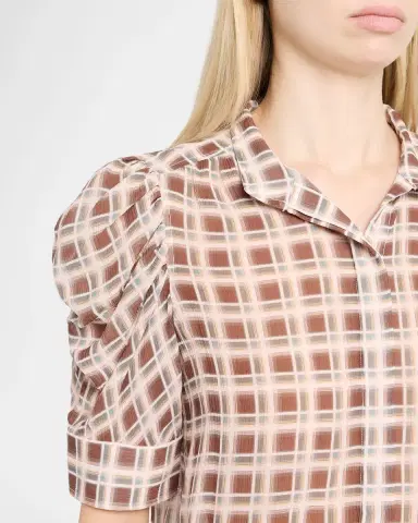 Frame Gillian Sheer Plissé Silk Top | Thumbnail 5