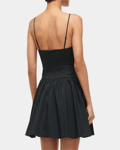 Staud Dena Stretch-Cotton Basque Waist Minidress | Thumbnail 3 Staud Dena Stretch-Cotton Basque Waist Minidress | Thumbnail 3