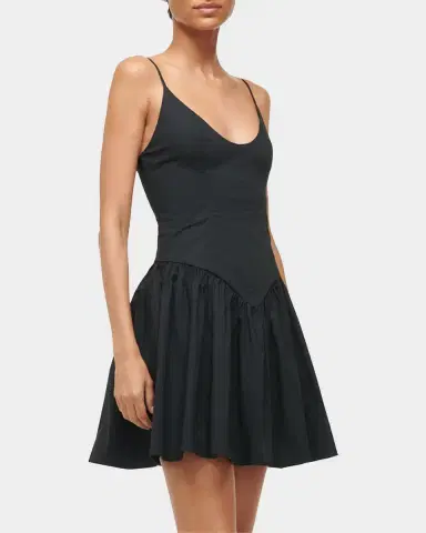 Staud Dena Stretch-Cotton Basque Waist Minidress | Thumbnail 5 Staud Dena Stretch-Cotton Basque Waist Minidress | Thumbnail 5