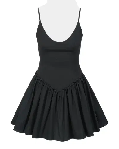 Staud Dena Stretch-Cotton Basque Waist Minidress | Thumbnail 1 Staud Dena Stretch-Cotton Basque Waist Minidress | Thumbnail 1
