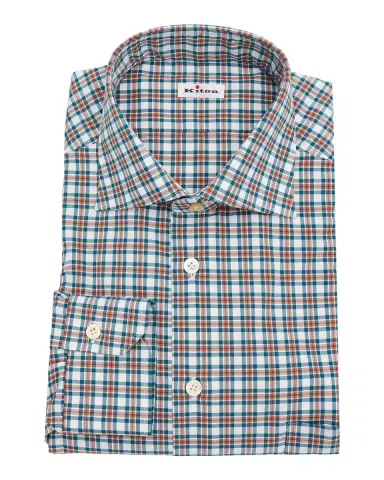 Kiton Men's Cotton Plaid Classic-Fit Dress Shirt | Thumbnail 3