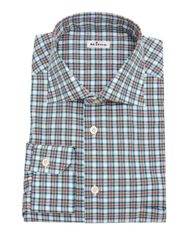 Kiton Men's Cotton Plaid Classic-Fit Dress Shirt | Thumbnail 1