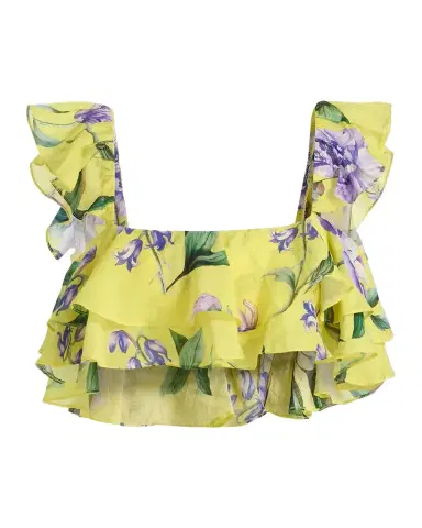 Hemant & Nandita Ruffled Floral Linen-Blend Top | Thumbnail 1