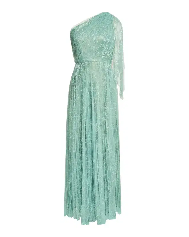 Theia Carol Sequined Tulle One-Shoulder Gown