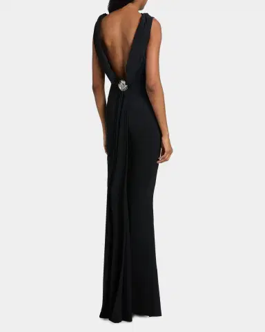 Chiara Boni La Petite Robe Taniko Embellished Low-Back Jersey Gown | Thumbnail 3 Chiara Boni La Petite Robe Taniko Embellished Low-Back Jersey Gown | Thumbnail 3