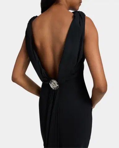 Chiara Boni La Petite Robe Taniko Embellished Low-Back Jersey Gown | Thumbnail 4 Chiara Boni La Petite Robe Taniko Embellished Low-Back Jersey Gown | Thumbnail 4