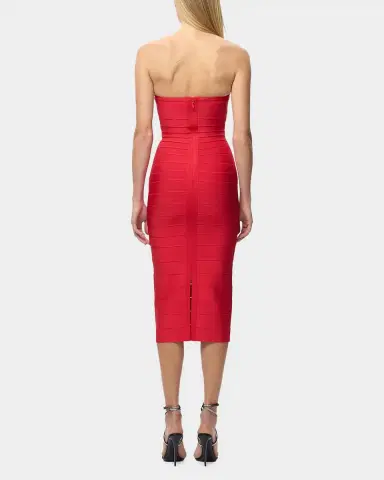 Hervé Léger The Cassidy Strapless Midi Bodycon Dress | Thumbnail 3