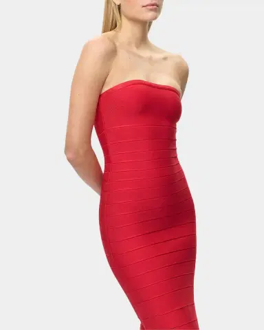Hervé Léger The Cassidy Strapless Midi Bodycon Dress | Thumbnail 4