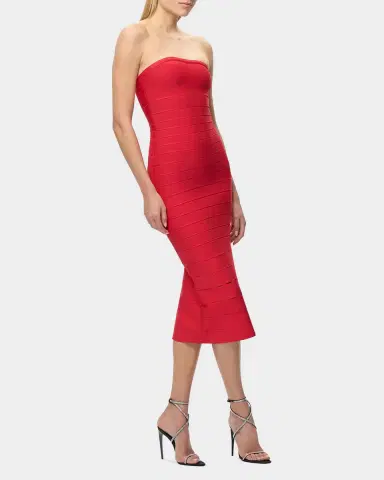 Hervé Léger The Cassidy Strapless Midi Bodycon Dress | Thumbnail 6
