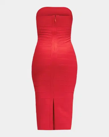 Hervé Léger The Cassidy Strapless Midi Bodycon Dress | Thumbnail 7