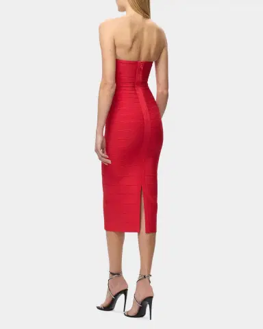 Hervé Léger The Cassidy Strapless Midi Bodycon Dress | Thumbnail 8