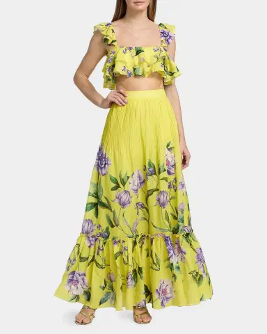 Hemant & Nandita Floral Pintuck Maxi Skirt | Thumbnail 2