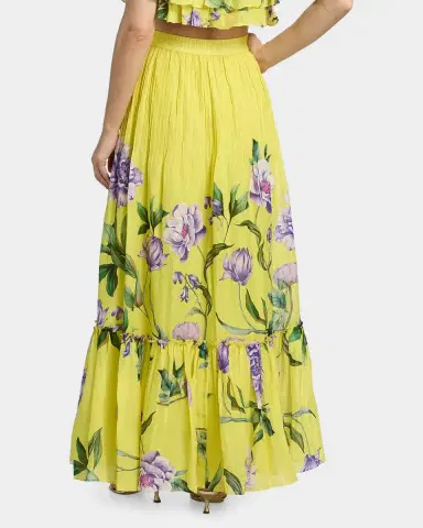 Hemant & Nandita Floral Pintuck Maxi Skirt | Thumbnail 3