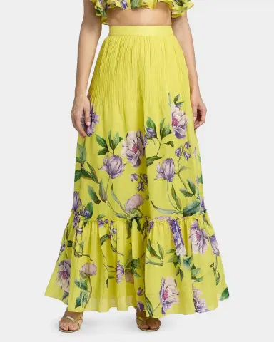 Hemant & Nandita Floral Pintuck Maxi Skirt | Thumbnail 4