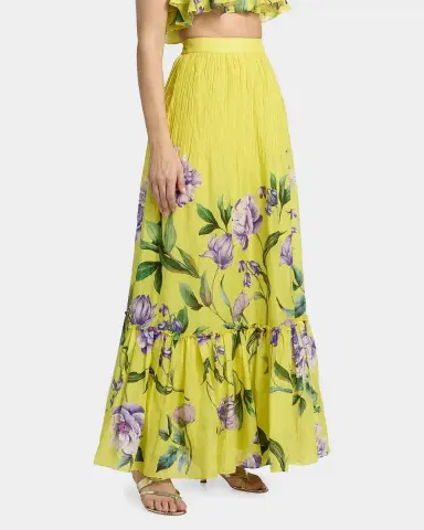 Hemant & Nandita Floral Pintuck Maxi Skirt | Thumbnail 7