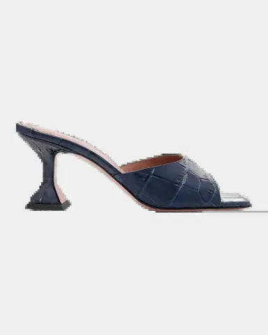 Amina Muaddi Lupita 70MM Croc-Embossed Leather Sandals | Thumbnail 2 Amina Muaddi Lupita 70MM Croc-Embossed Leather Sandals | Thumbnail 2