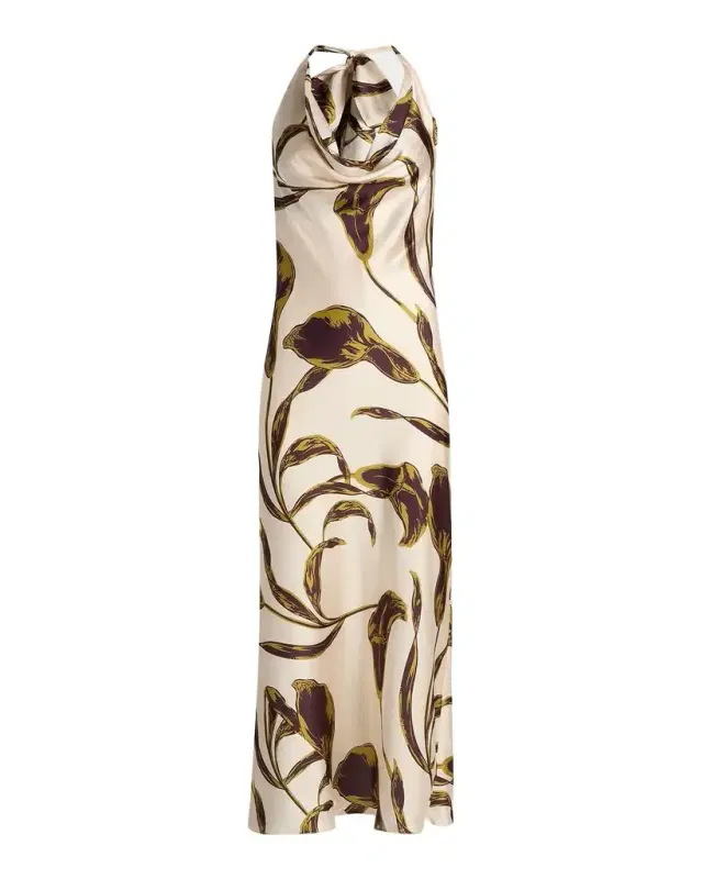 MISA Los Angeles Ida Floral Satin Midi Dress
