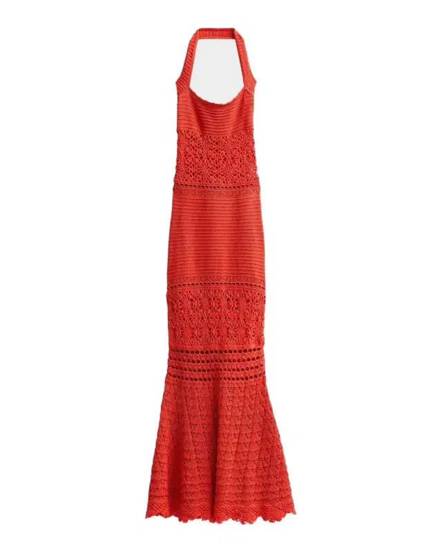 Retrofete Peggie Crocheted Halter Maxi Dress