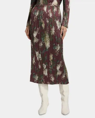 Vince Lilac Print Micro-Pleated Midi Skirt | Thumbnail 4