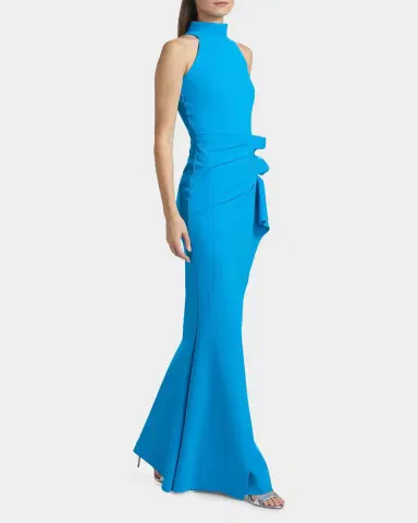 Chiara Boni La Petite Robe Gudrum Halter Ruffle Gown | Thumbnail 4