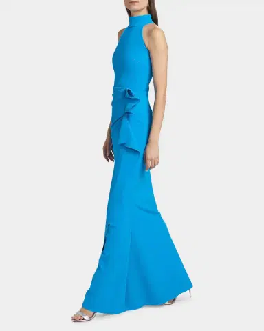 Chiara Boni La Petite Robe Gudrum Halter Ruffle Gown | Thumbnail 7