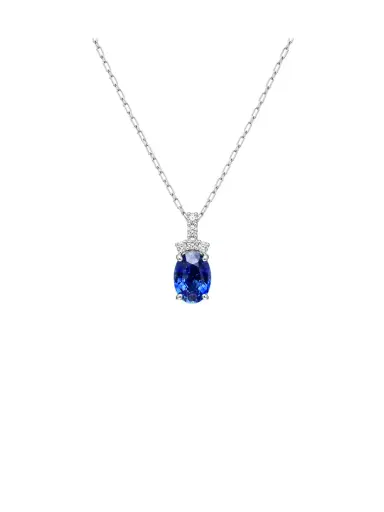 Wish Fine Jewelry 1.31ct Diamond Sapphire Platinum Pendant Necklace | Thumbnail 1 Wish Fine Jewelry 1.31ct Diamond Sapphire Platinum Pendant Necklace | Thumbnail 1