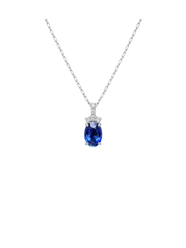 Wish Fine Jewelry 1.31ct Diamond Sapphire Platinum Pendant Necklace