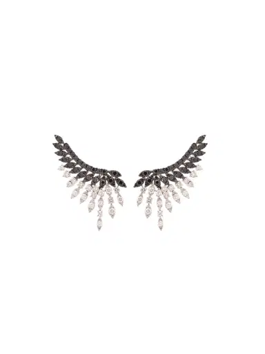 Wish Fine Jewelry 2.14ct Black Diamond 18K Gold Wing Climber Earrings | Thumbnail 1