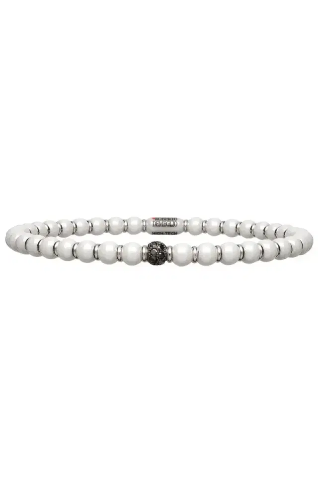 ROBERTO DEMEGLIO Black Diamond White Ceramic Sfera Bracelet