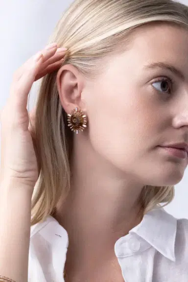 PARULINA Diamond Ammonite Baguette Earrings | Thumbnail 2