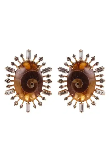 PARULINA Diamond Ammonite Baguette Earrings | Thumbnail 1
