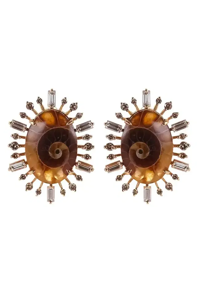 PARULINA Diamond Ammonite Baguette Earrings