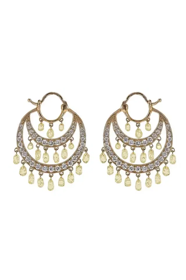 PARULINA Diamond Briolette Round Tier Earrings