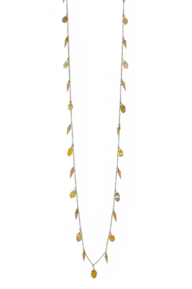 PARULINA Diamond Color Briolette Alternating Necklace