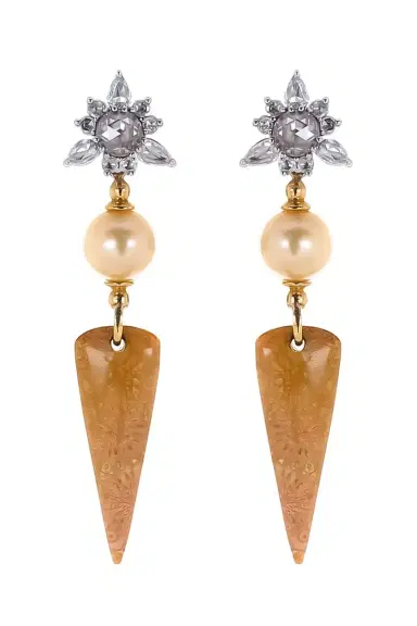 PARULINA Diamond Pearl Detachable Earrings | Thumbnail 1