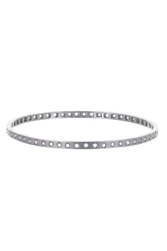 Diamond Rose Ecclesia Bangle Bracelet - White Gold