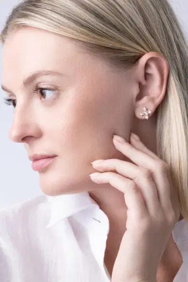 PARULINA Diamond Rose Tudor Stud Earrings | Thumbnail 2