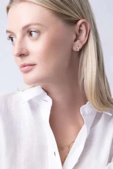 PARULINA Diamond Rose Tudor Stud Earrings | Thumbnail 3