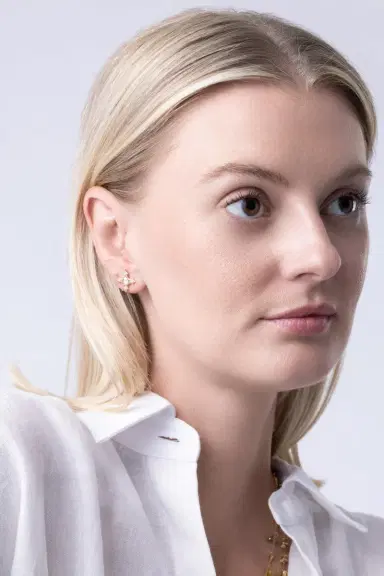 PARULINA Diamond Rose Tudor Stud Earrings | Thumbnail 4