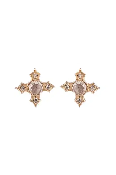 PARULINA Diamond Rose Tudor Stud Earrings | Thumbnail 1