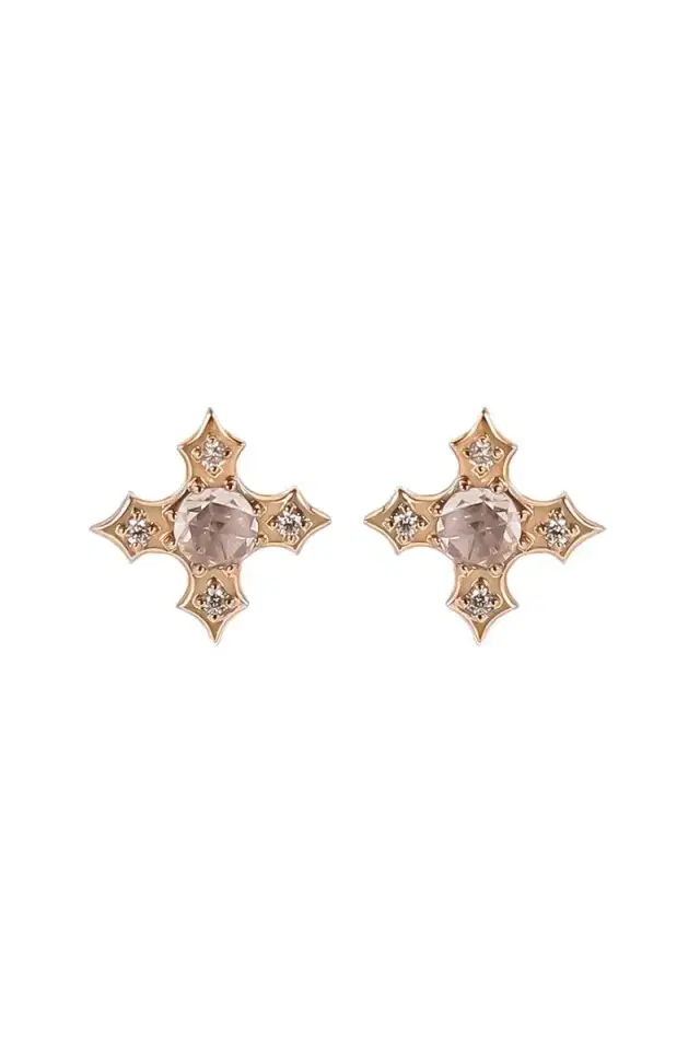 PARULINA Diamond Rose Tudor Stud Earrings
