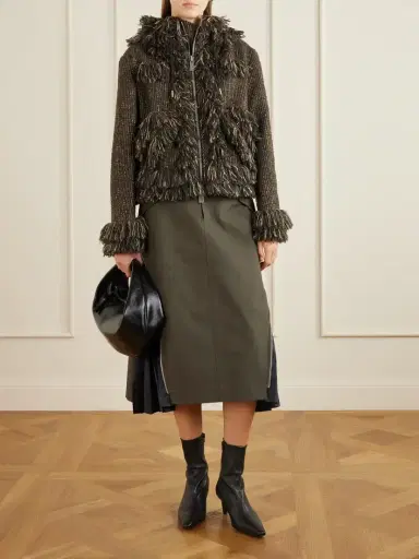 Sacai Wool-blend Frayed Tweed Zip-up Jacket | Thumbnail 2 Sacai Wool-blend Frayed Tweed Zip-up Jacket | Thumbnail 2