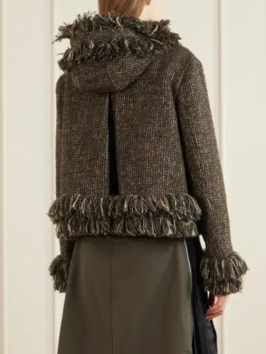 Sacai Wool-blend Frayed Tweed Zip-up Jacket | Thumbnail 4 Sacai Wool-blend Frayed Tweed Zip-up Jacket | Thumbnail 4